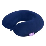 VIAGGI U Shape Round Memory Foam Soft Travel Neck Pillow for Neck Pain Relief Cervical Orthopedic Use Comfortable Neck Rest Pillow - Navy Blue